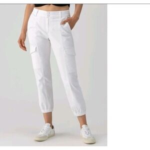 Sanctuary Clean Girl Rebel Cargo Pants Resort Cruise White Size 29 Cotton Crop